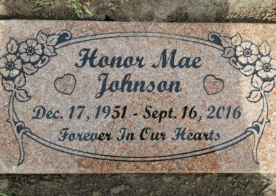 Flat Headstones or Single Grave Markers - Johnson