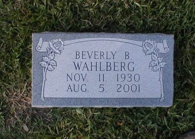 Flat Headstones or Single Grave Markers - Wahlberg, Beverly