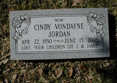 Flat Headstones or Single Grave Markers - Jordan, Cindy