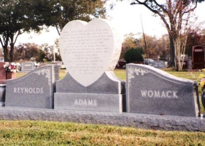 Heart Shaped Headstones and Cross Monuments - Adams