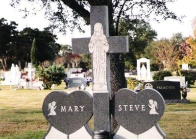Heart Shaped Headstones and Cross Monuments - Mary and Steve