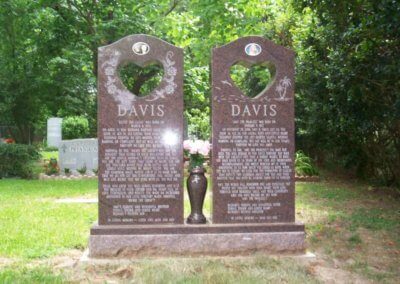 Heart Shaped Headstones and Cross Monuments - Davis