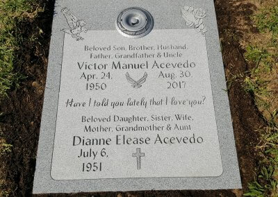 Double Deep Grave Markers / Granite Grave Markers - Acevedo